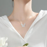925 Silver Butterfly Necklace Clear CZ Pendant Women's Jewelry