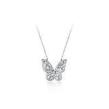 925 Silver Butterfly Necklace Clear CZ Pendant Women's Jewelry