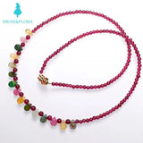 Natural Garnet Necklace with Tourmaline Drop 14K Plated Magnetic Buckle