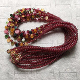 Natural Garnet Necklace with Tourmaline Drop 14K Plated Magnetic Buckle