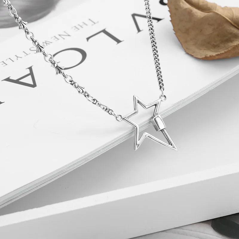925 Sterling Silver Pendant Necklace, Retro Choker Punk