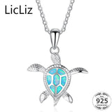 925 Silver Turtle Necklace Collar Fire Opal Pendant Charm Link Chains LN0265