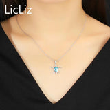925 Silver Turtle Necklace Collar Fire Opal Pendant Charm Link Chains LN0265