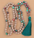 8mm Rudraksha 108 Beads Tassel Knotted Necklace Wristband