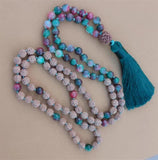 8mm Rudraksha 108 Beads Tassel Knotted Necklace Wristband