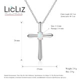 925 Silver Cross Opal Pendant Necklace Long Link Chain Jewelry Gift