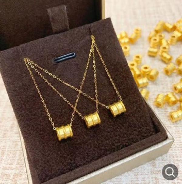 18k Women's Real Chain Necklace 999 Space Pendant Necklace Chains