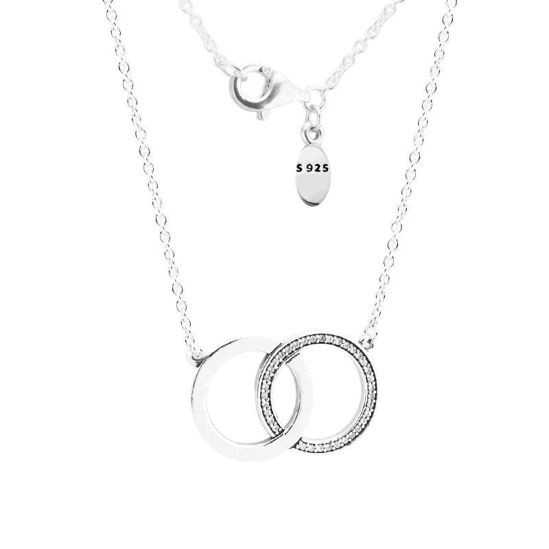925 Silver Circle Necklace with CZ Party Gift