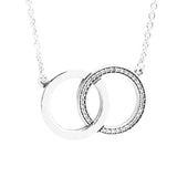 925 Silver Circle Necklace with CZ Party Gift