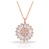 Zircon Stones Rose Plated 925 Silver Necklace for Women
