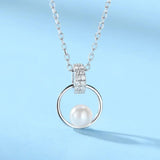 925 Silver Natural Pearl Pendant Necklace Engagement Jewelry