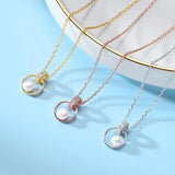 925 Silver Natural Pearl Pendant Necklace Engagement Jewelry