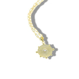 925 Sterling Silver Coin Necklace Geometric Round Shape Paper Clip Chain