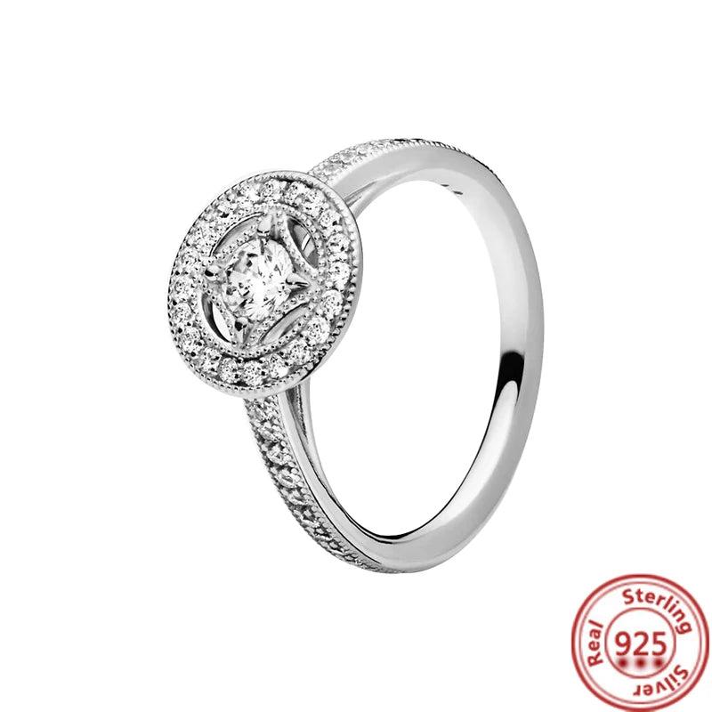 925 Silver Angel Wings Zircon Heart Snowflake Ring