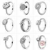 925 Silver Angel Wings Zircon Heart Snowflake Ring