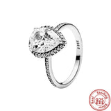 925 Silver Angel Wings Zircon Heart Snowflake Ring