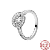 925 Silver Angel Wings Zircon Heart Snowflake Ring