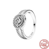 925 Silver Angel Wings Zircon Heart Snowflake Ring