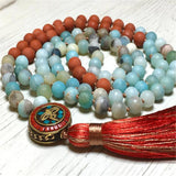 8mm Amazonite 108 Beads Necklace Healing Buddhism Reiki Wristband