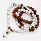 8mm Natural Rudraksha Howlite Beads Necklace for Emotional Relief