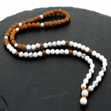 8mm Natural Rudraksha Howlite Beads Necklace for Emotional Relief