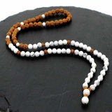 8mm Natural Rudraksha Howlite Beads Necklace for Emotional Relief