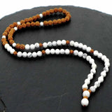 8mm Natural Rudraksha Howlite Beads Necklace for Emotional Relief
