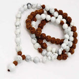 8mm Natural Rudraksha Howlite Beads Necklace for Emotional Relief