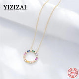 925 Silver Rainbow Hollow Round Gemstone Pendant Necklace