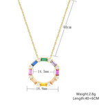925 Silver Rainbow Hollow Round Gemstone Pendant Necklace