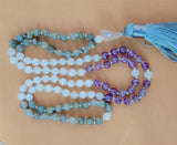 6mm Amethyst Moonstone 108 Beads Tassel Necklace Chakra Bracelet
