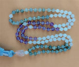 6mm Amethyst Moonstone 108 Beads Tassel Necklace Chakra Bracelet