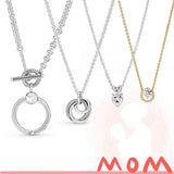 Mother's S925 Sterling Silver O Pendant Necklace Women's Holiday