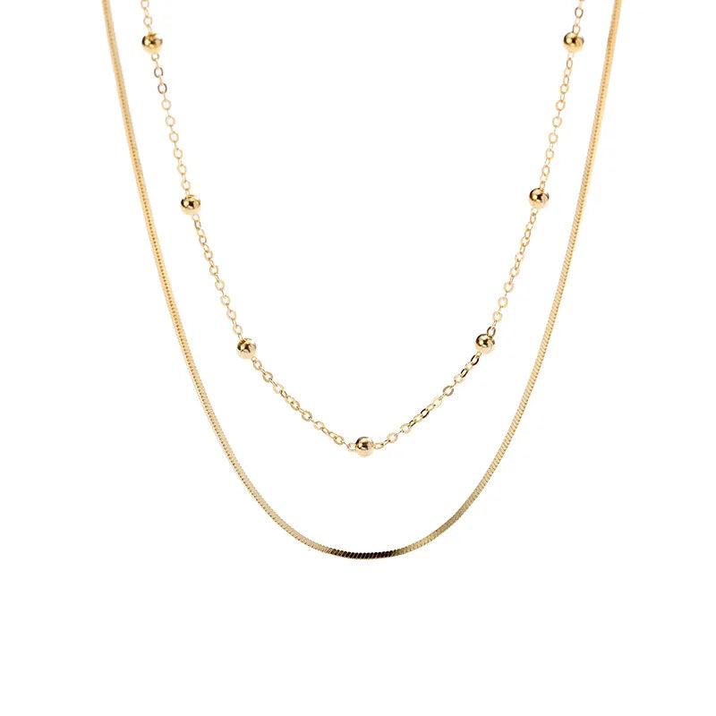 TrustDavis 925 Sterling Silver Double Layer Chains Necklace