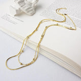 TrustDavis 925 Sterling Silver Double Layer Chains Necklace