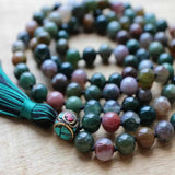 6mm Natural Indian Agate Gemstone Beads Tassel Necklace