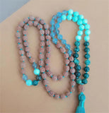 8mm Amazonite 108 Beads Tassel Necklace Meditation Bracelet
