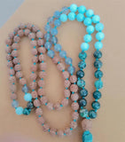 8mm Amazonite 108 Beads Tassel Necklace Meditation Bracelet