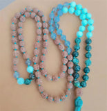 8mm Amazonite 108 Beads Tassel Necklace Meditation Bracelet