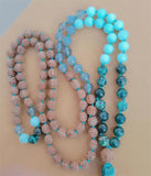 8mm Amazonite 108 Beads Tassel Necklace Meditation Bracelet