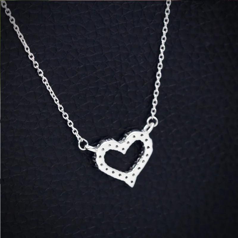 S925 Silver Love Heart Necklace Female Pendant Short Clavicle Chain