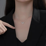 S925 Silver Love Heart Necklace Female Pendant Short Clavicle Chain
