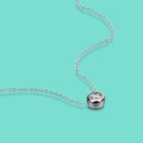 S925 Sterling Silver Necklace Zircon Pendant Solid Silver Necklace