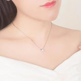 S925 Sterling Silver Necklace Zircon Pendant Solid Silver Necklace