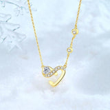 925 Silver Infinity Love Heart Necklace Zircon Choker