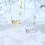 925 Silver Infinity Love Heart Necklace Zircon Choker