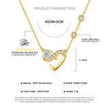 925 Silver Infinity Love Heart Necklace Zircon Choker