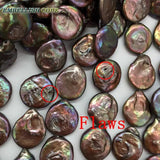Baroque Pearl Choker Statement Necklace Brown Coffee Round Coin Flat Shape