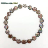 Baroque Pearl Choker Statement Necklace Brown Coffee Round Coin Flat Shape
