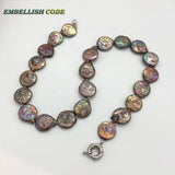 Baroque Pearl Choker Statement Necklace Brown Coffee Round Coin Flat Shape